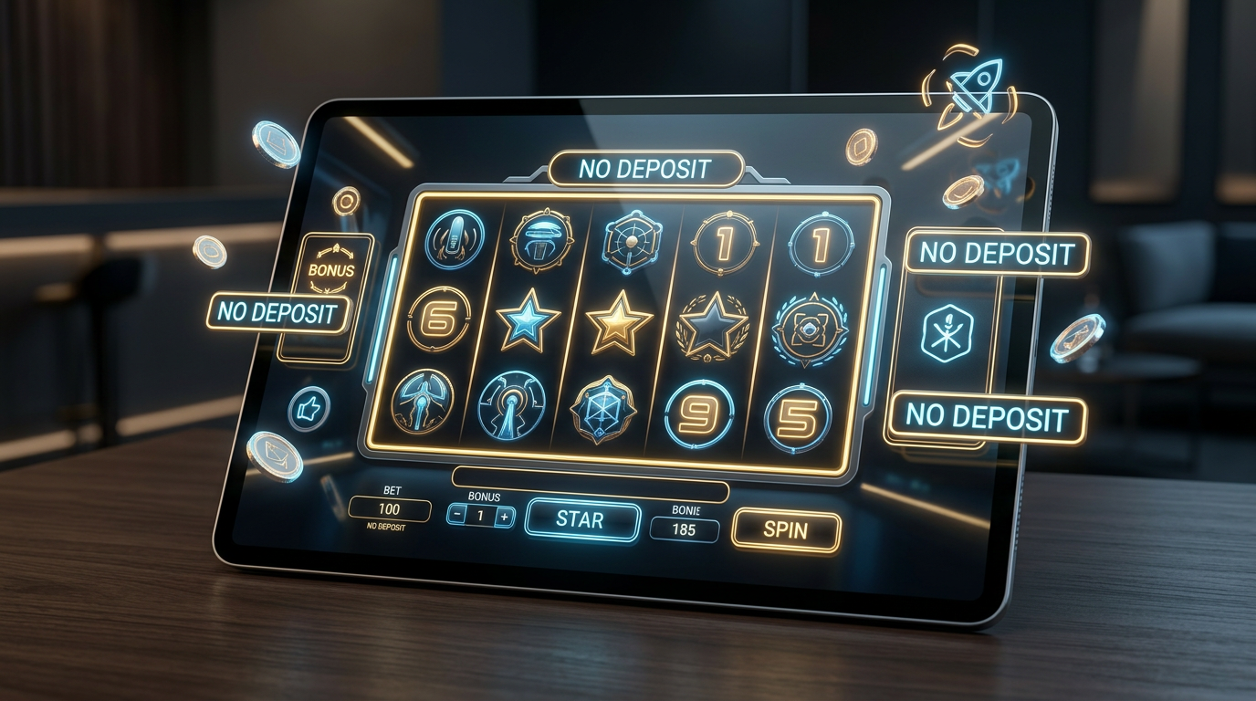 Modern online slot machine interface with no deposit bonus highlights